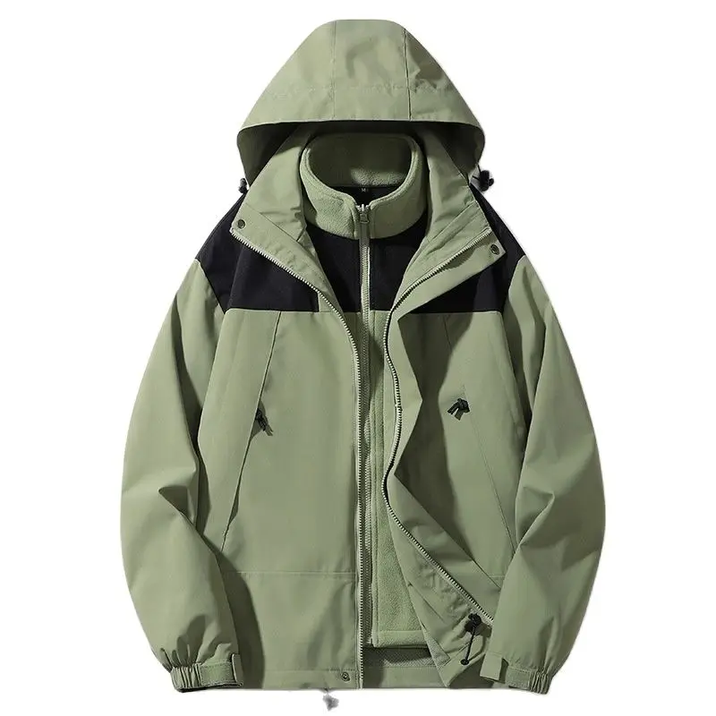 

Winter Windbreaker Men Women's Detachable Fleece Lining Thermal Hiking Jacket Outdoor Windproof Waterproof Mountaineering Coat