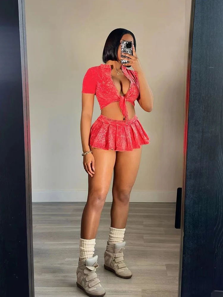 Женские комплекты из 2 предметов с юбкой однотонная уличная одежда летний наряд