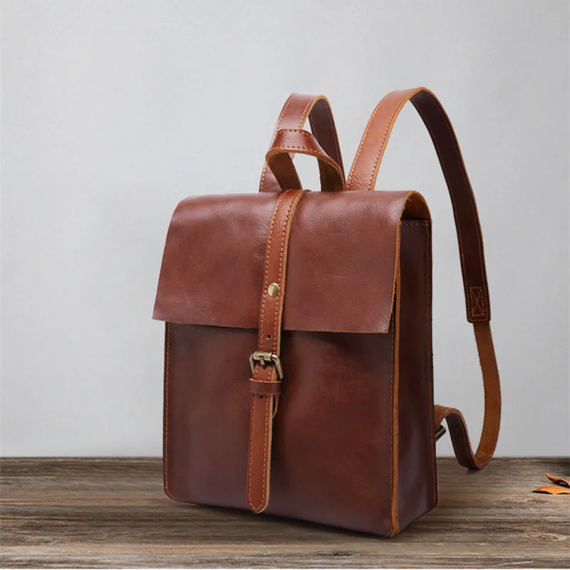 High-quality first layer cowhide men's women's backpack designer vintage luxury natural genuine leather outdoor travel schoolbag