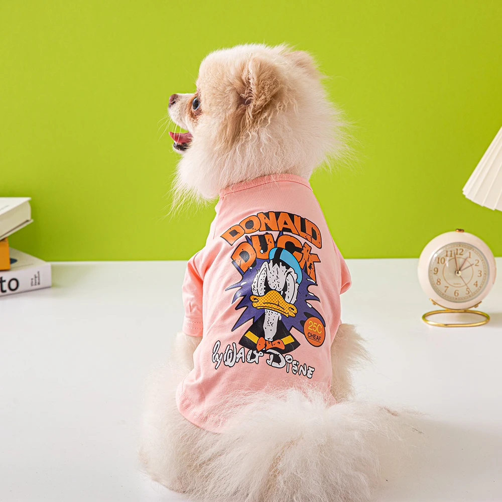 

Disney Puppy Summer Vest Cartoon T Shirt Comfortable Breathable Pet Clothes Donald Duck Print Dog Sweatshirt for Bulldogs