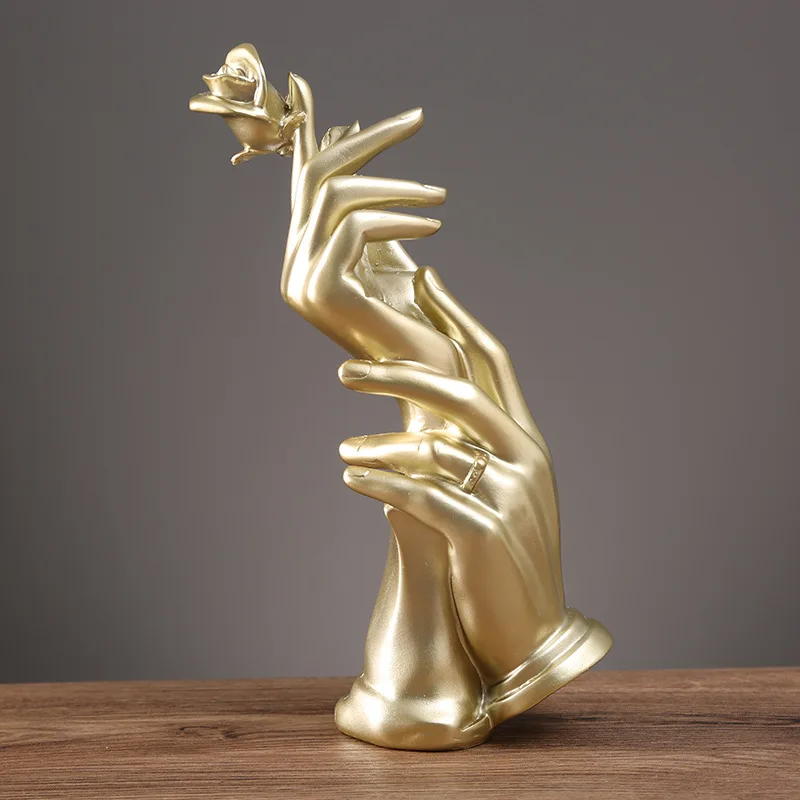

Gold Handheld Rose Shape Resin Ornament Home Decoration Living Room Crafts