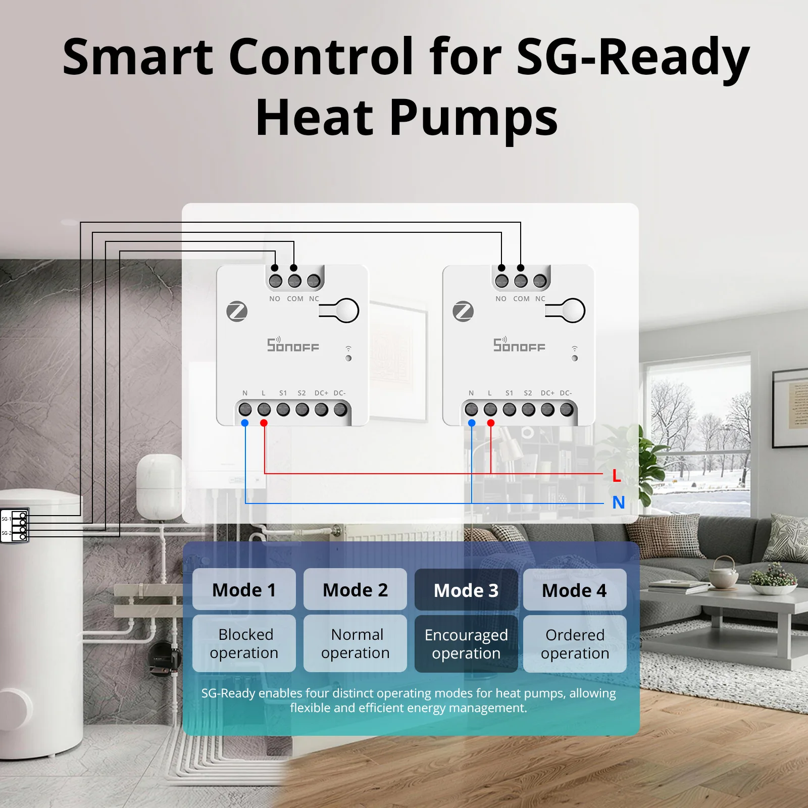Фото Умный сухой контактный выключатель SONOFF MINI-ZBD MINI с поддержкой NO/NC, гибкое питание AC/DC, работает с хабом Zigbee №4