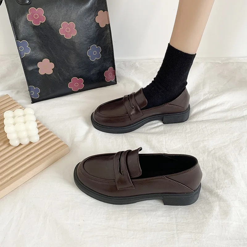 

Maogu Women Leather Shoes Girls Japanese School Shoe College Gothic High Quality Loafers for Women Black 2023 Zapatos De Mujer