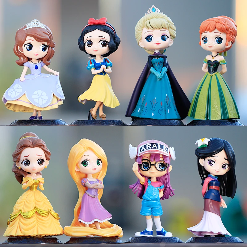 10-16cm Disney Princess Ariel Rapunzel Cinderella Mermaid Anna Elsa Belle Sofia Snow White Mulan Action Figure Toys Girls Doll