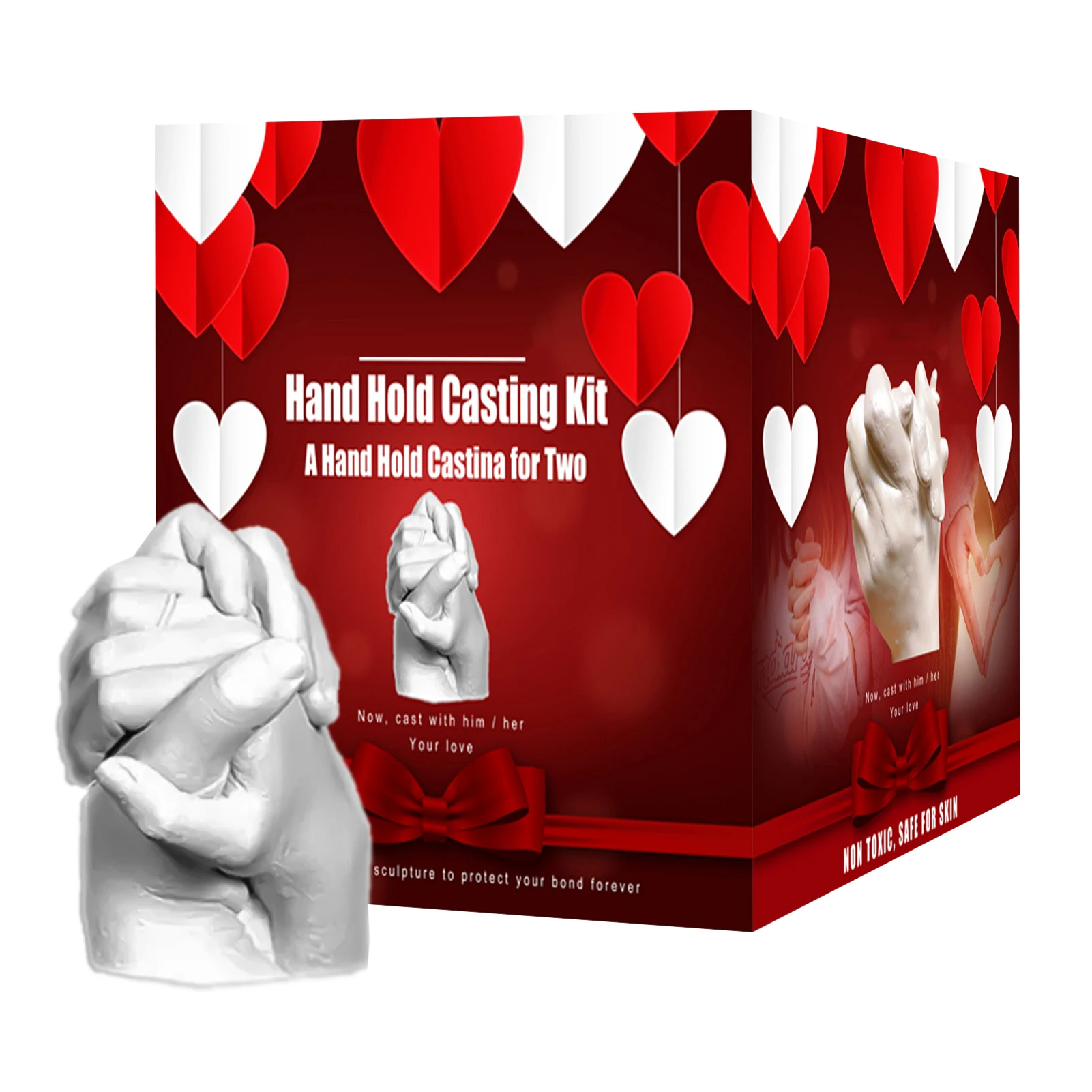 

3D Hand Casting Kit Couple Hands Sculpture Craft DIY Plaster Holding Hands Statue Moulding Set For Marriages Valentines Weddings