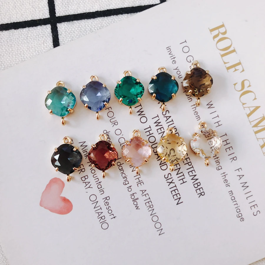 Серьги из сплава 4 шт./лот прямоугольные с двойным отверстием инкрустация камнями