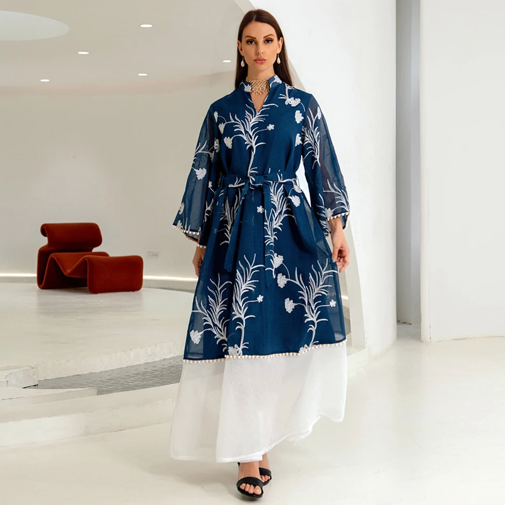 

MD Muslim Kaftan Abaya Loose Dress Kimono Women Dubai Long Sleeve Maxi Robe Africaine Femme Islamic Clothing Caftan Marocain