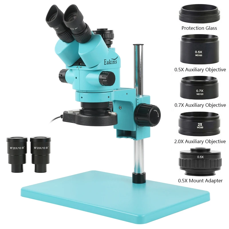

Eakins 3.5X-90X 180X Simul-Foca Continuous zoom Trinocular Stereo Microscope 56 LED Ring Light Work Mat For PCB Soldering Repair