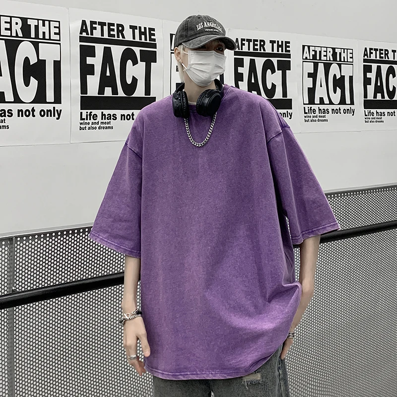 

Весна лето негабаритных футболка мужская хип-хоп винтаж твердых Harajuku Y2K футболка женщины Streetwear футболки 100% хлопок