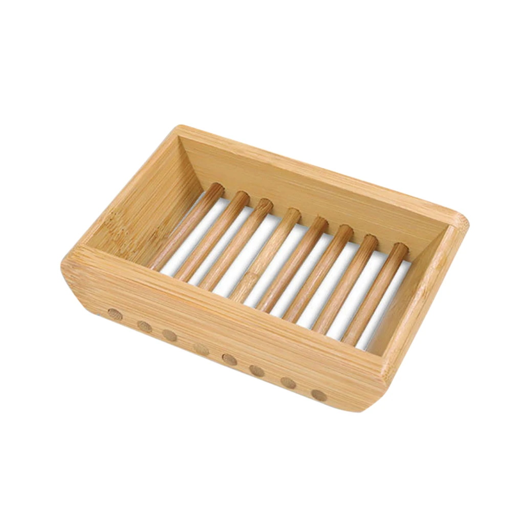 

Soap Dish Container Bamboo Storage Tray Practical Draining Box Restaurant
