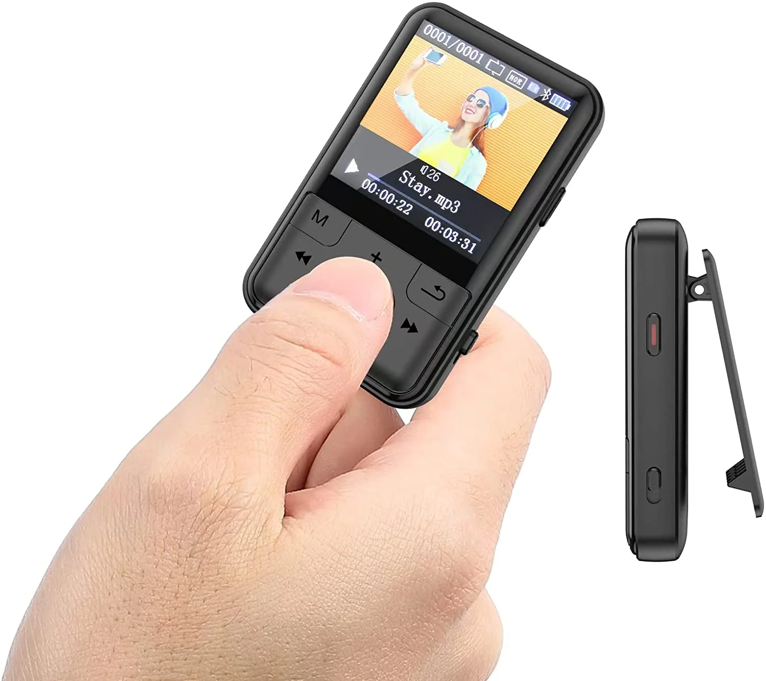 

Blue tooth MP3 Player 8GB to 64GB Clip Sport Portable Lossless Sound Hi-Fi Music Player With Headphone FM Radio Voice Recorder