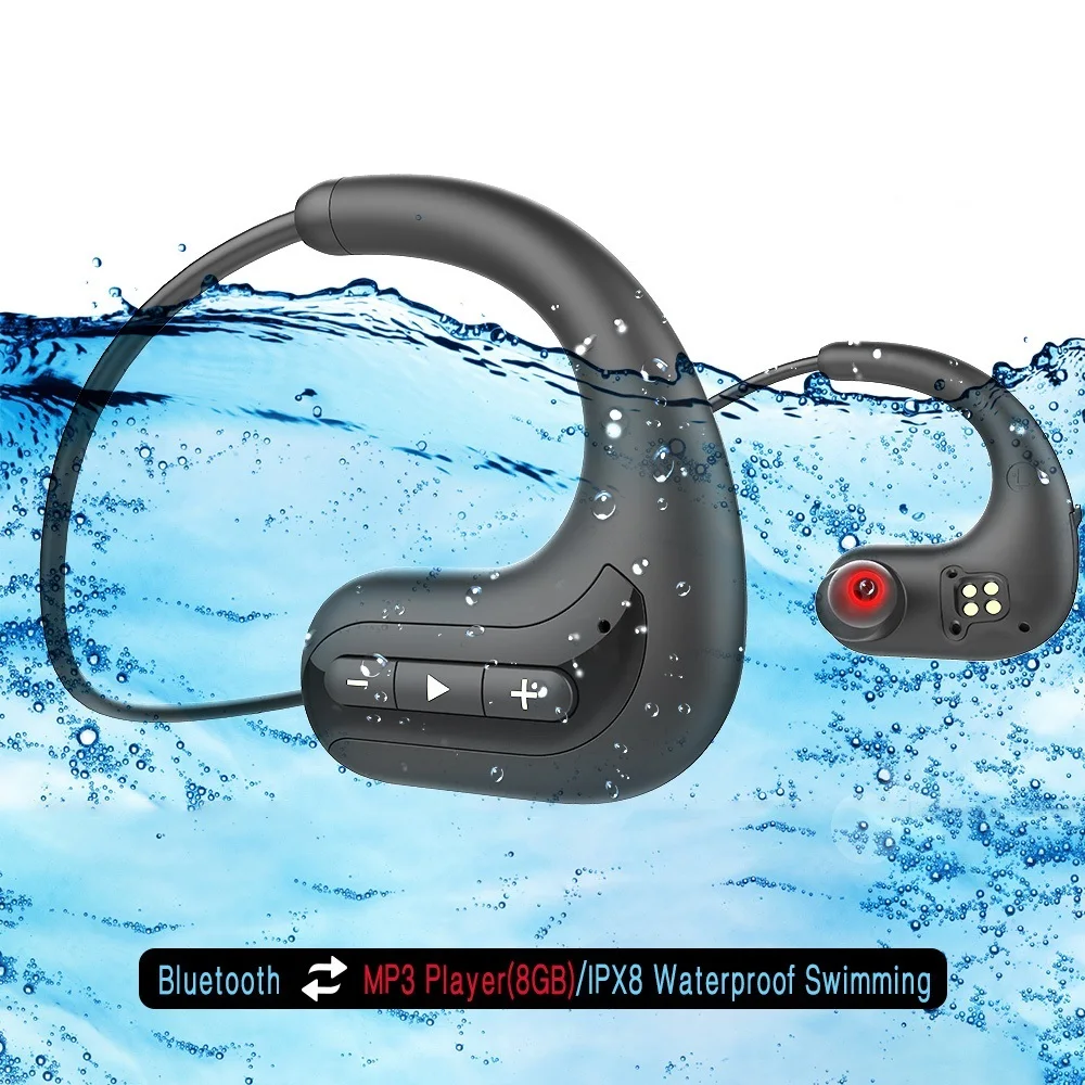 

nes Wireless headphones Bluetooth Earphones 8GB IPX8 Waterproof MP3 Music Player Swimming Diving Sport Headset For Huawei
