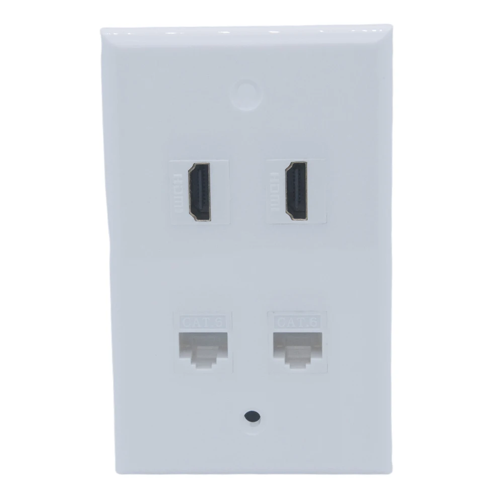 

1 Gang 2 Ports HDMI 2 Ports CAT6 RJ45 Female To Female Wall Plate