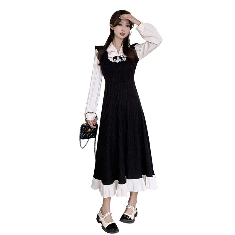 Элегантные хлопчатобумажные платья для женщин большие модели женское черное