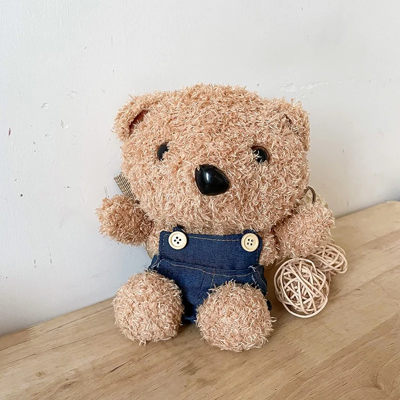 Little Girl Boy Cartoon Lovely Bear Small Shoulder Bags New Children Cute Fashion Plush Doll Messenger Bag Drop Shipping Hot