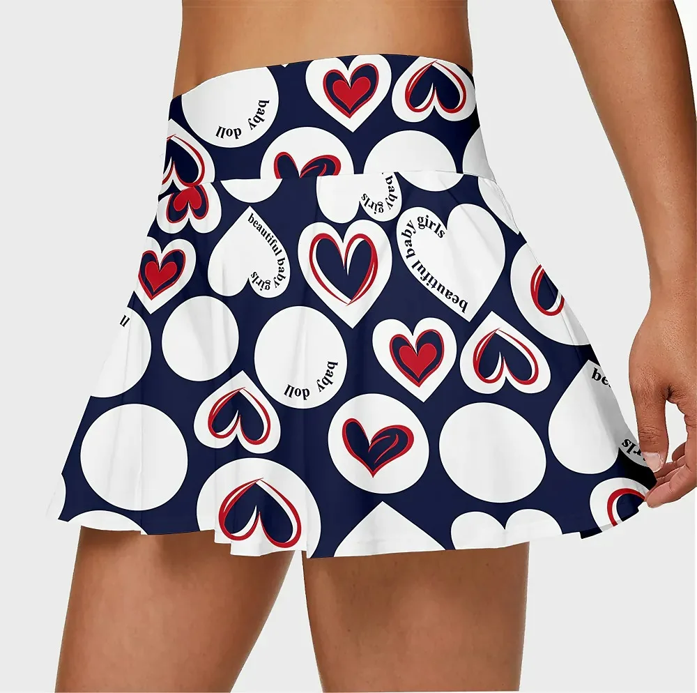 Women's Fitness Pleated Skirt Dancing Running Fitness Anti-glare High Waist Double-Layer Tennis Skirts Badminton Golf Skirt