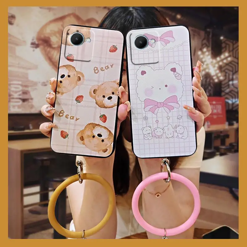 creative trend Phone Case For OPPO Realme C30S cute hang wrist taste liquid silicone protective