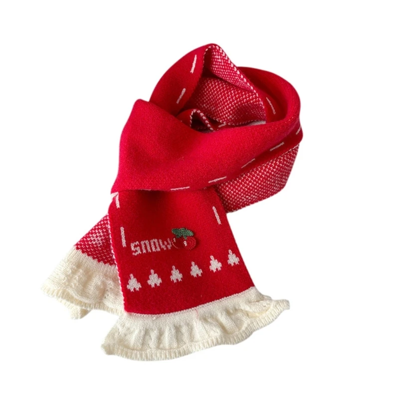 SZL зимний теплый вязаный шарф нежный кружевной край женский шейный платок