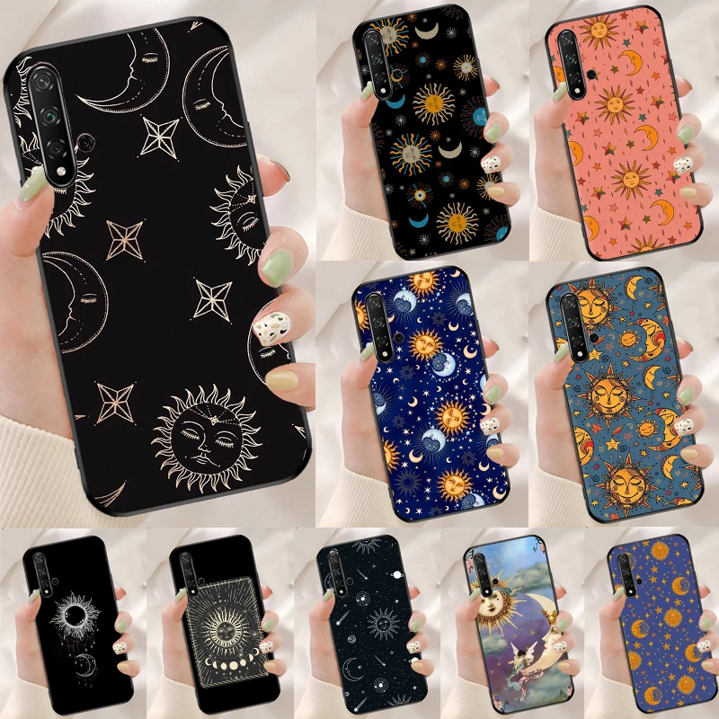 Sun And Moon Star For Huawei P30 Pro P20 P40 Lite Nova 5T 9 P Smart Z 2021 Cover For Honor 50 Case 8X 9X 10i