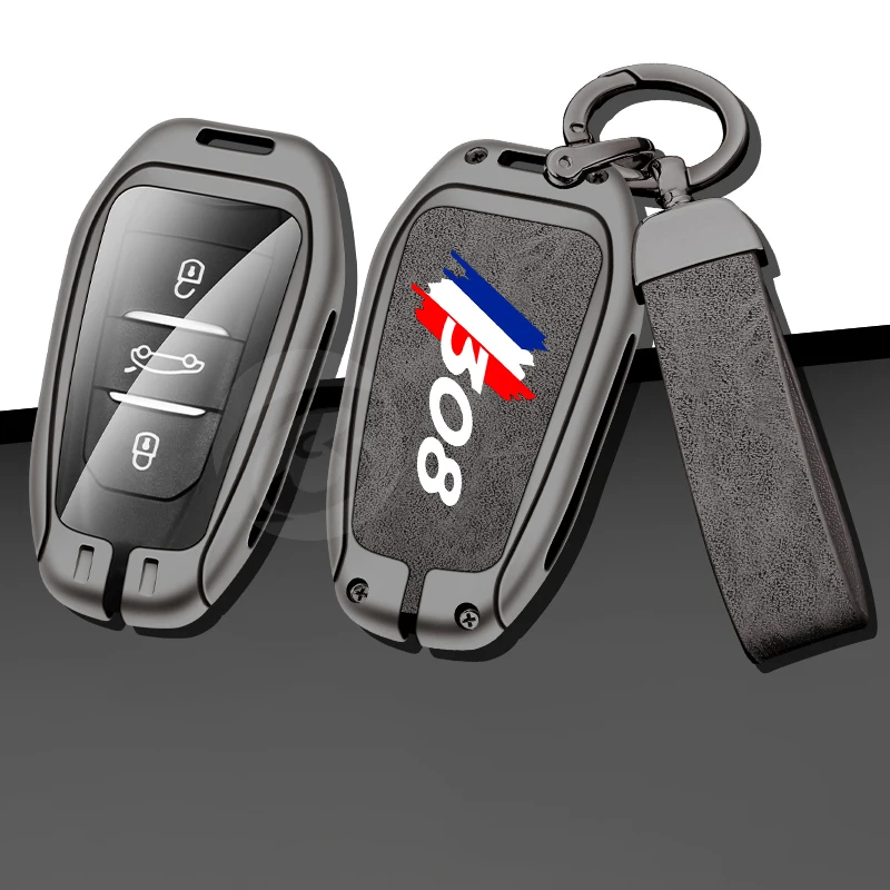 

Zinc Alloy Car Remote Key Case Cover Shell Fob Holder for Peugeot 308 sw gt line Protected Key Bag Auto Keychain Accessories