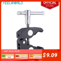 feelworld rugged super clamp mount multi function with 14 20 and 38 16 thread for on camera field monitor stabilizer gimbal