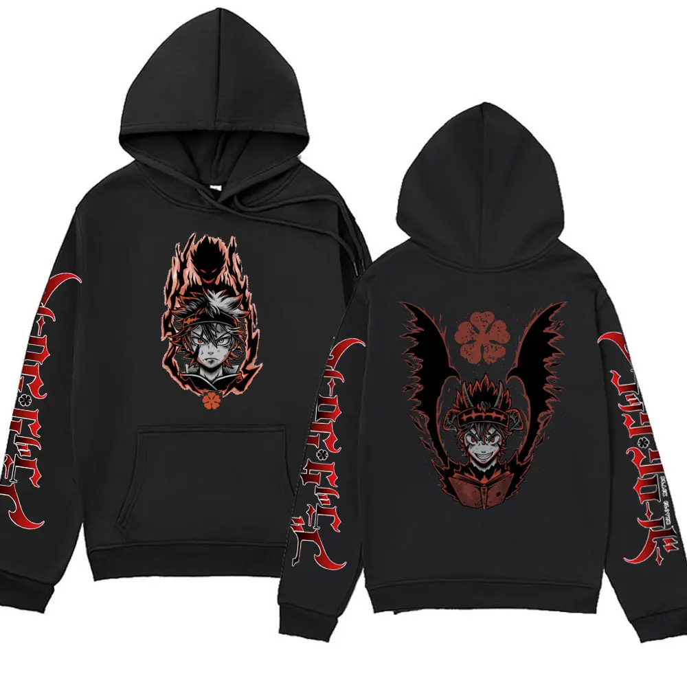 

Japanese Anime Black Clover Hoodie Asta Double Sided Graphic Print Sweatshirt Harajuku Streetwear Pullover Long Sleeve Hoodies