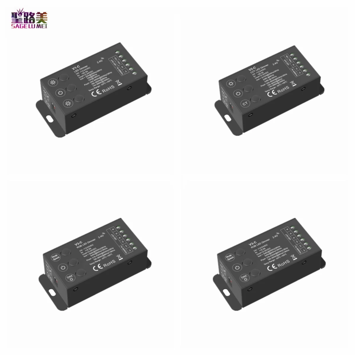 DC12V-24V CV 3CH RGB контроллер 2CH CCT / 1CH 20A PWM диммер 2,4 GHZ RF для SMD5050 2835 3528 одноцветные/CCT /RGB ленты