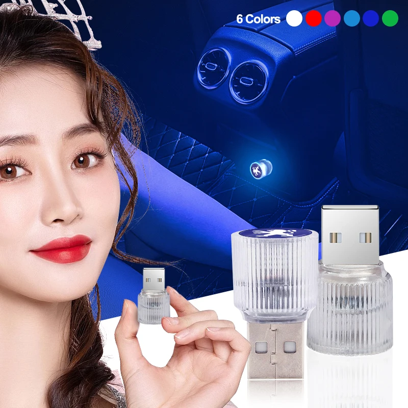 

New Car Interior Styling USB Atmosphere Light Portable Mini LED Party Lamp For Peugeot 308 408 508 RCZ 208 3008 2008 206 207 307