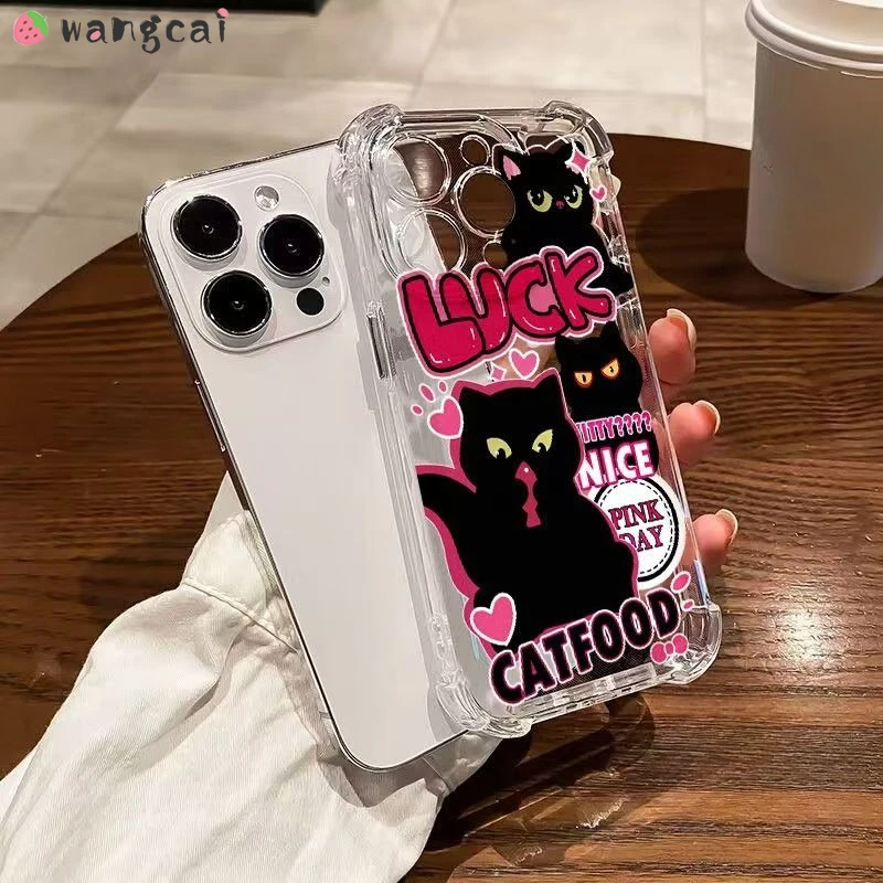 Для OnePlus Nord N100 N10 3 CE3 2 CE CE2 Lite 2T ACE 3V 2V 12R 11R 10R 10T 9 RT Pro Чехол для телефона Cool Black Cat Pink