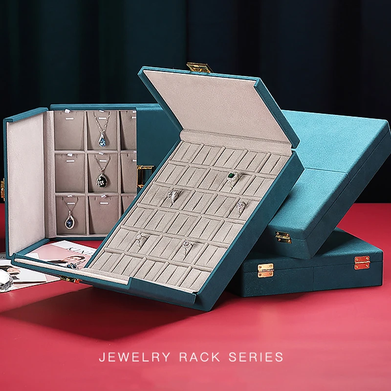 Large Capacity Jewelry Display Plate Display Props Ring Necklace Bracelet Pendant Storage Box Double Door Packing Box