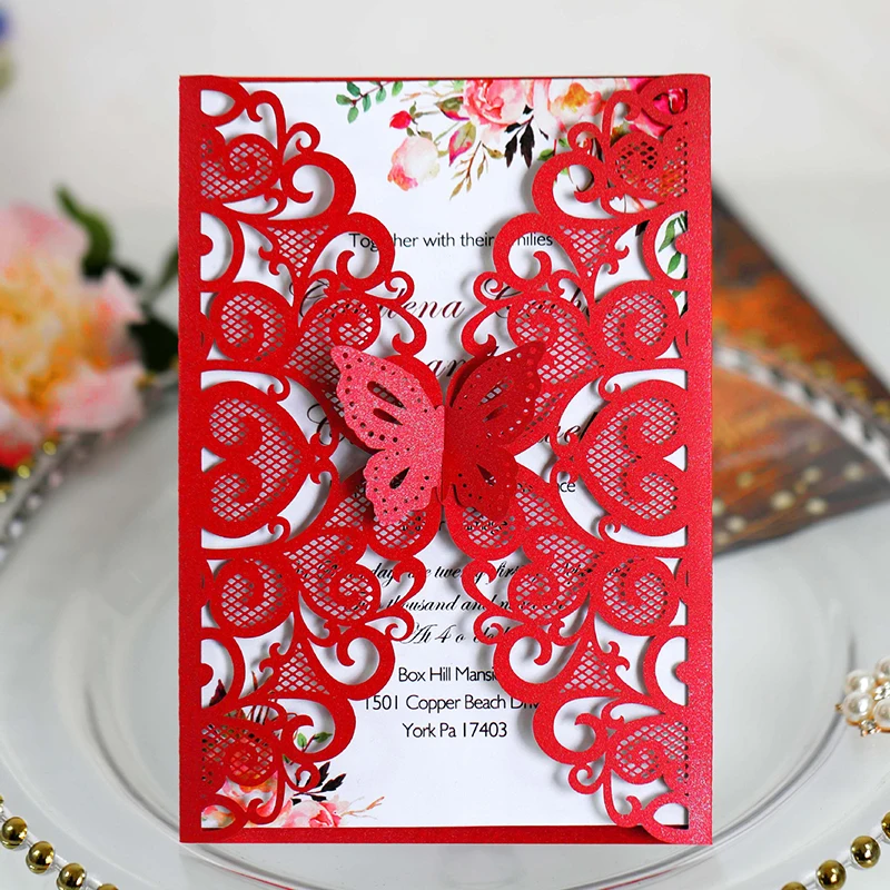 

25pcs Butterfly Invitation Card Greeting Cards Gift Card Laser Cut Wedding Invitations with Envelope Customization for Party Dec
