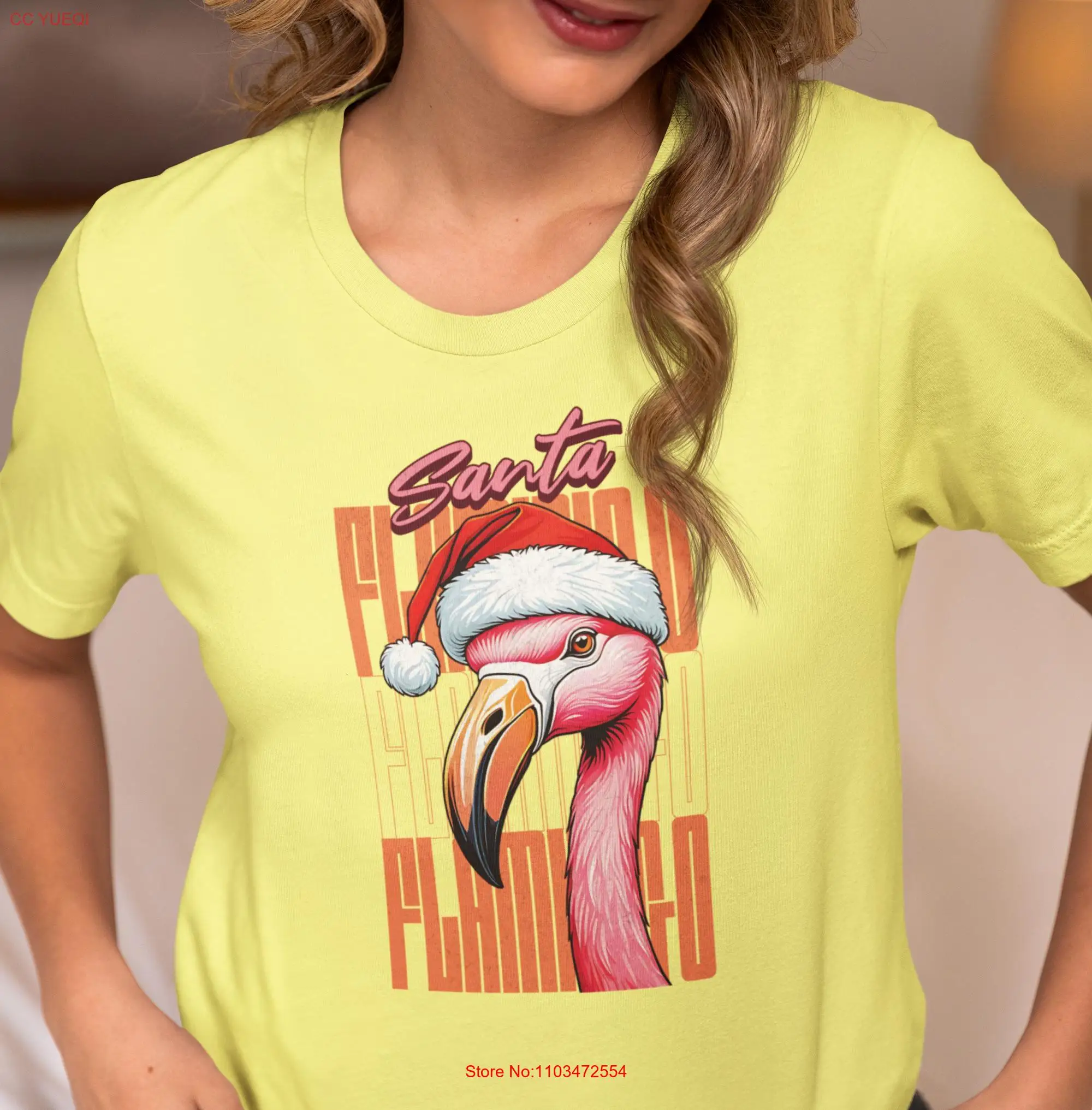 Футболка FLAMINGO Santa розовая рождественская тропическая праздничная пляжная лучший