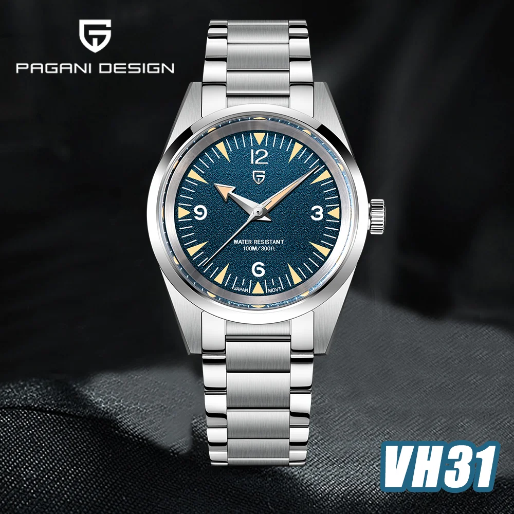 2024 PAGANI DESIGN Новые часы PD1793 38 мм Кварцевые наручные VK31 Механизм с сапфировым