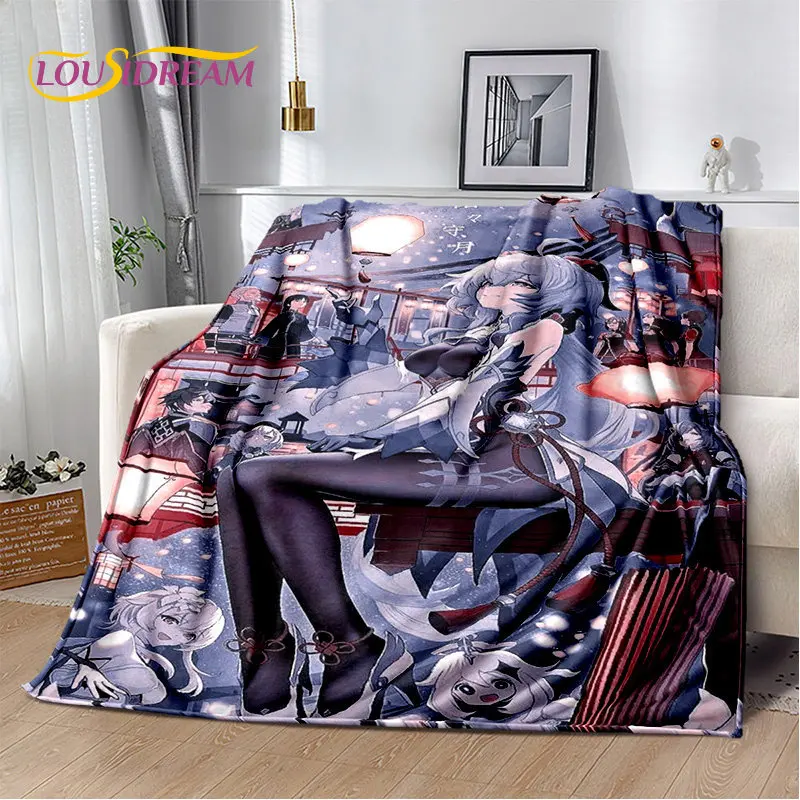 

Мягкое плюшевое одеяло Genshin Impact из мультфильма, фланелевое одеяло, покрывало для гостиной, спальни, кровати, дивана, пикника, Детское покрыва...