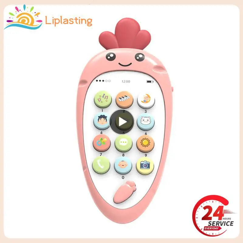 

New Baby Phone Toy Carrot Shape Simulated Mobile Phone Bilingual Musical Sound Machine Kids Infant Early Educational Mobile Toys