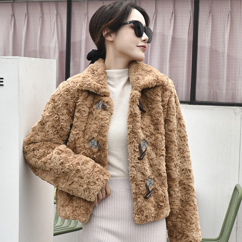 Short Faux Fur Coat Female Clothing Sheep Shearing Wool Autumn Winter Jacket Women 2022 New Ladies Sweet Slim Mink Plush Top