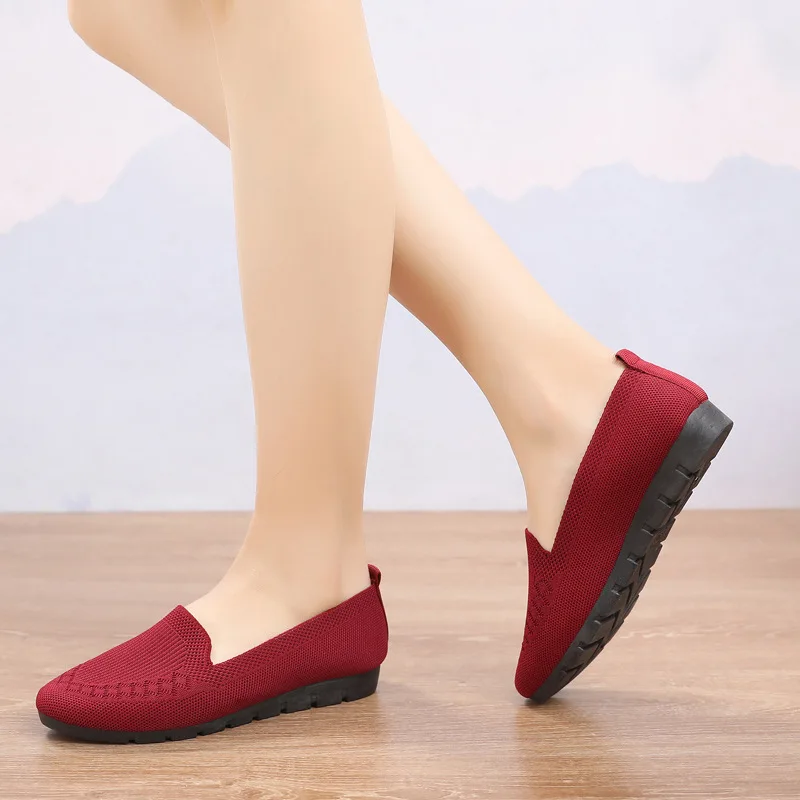 Women's Daily Shoes Summer Mesh Breathable Flat Shoes Women's Comfortable Shiny Sneakers Socks Inserted Moccasins zapatyllas Muj