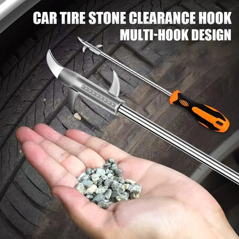 

2 in 1 Car Tire Stone Cleaner with Phillips screwdriver Tire gap Stone Cleaning Hook Removes Stones Picks Tires Cleaning Tool