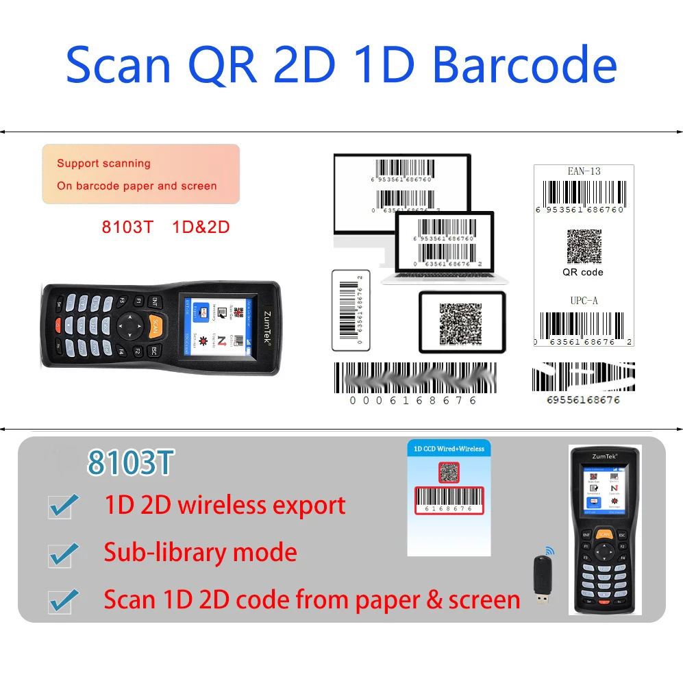 Беспроводной сканер штрих-кода nexolic 8103T QR 2D 1D складской счетчик коллектор