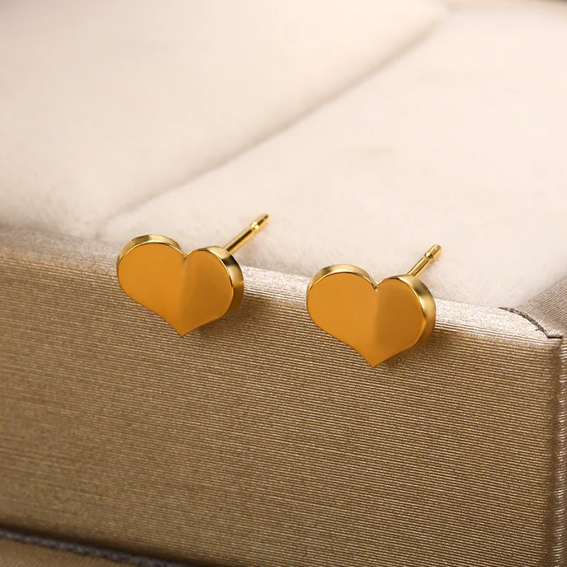 

Simple Stainless Steel Heart Earrings For Women Korean Fashion Geometric Earrings 2022 Wedding Party Jewelry Gifts