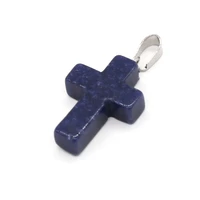 natural stone cross dyed sapphire pendant crafts jewelry makingdiy necklace earring accessory gift party wholesale free shipping