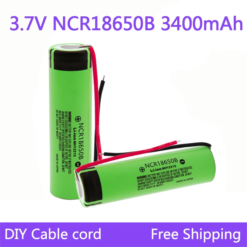 

New 18650 battery 3400mAh 3.7v Rechargeable lithium battery for battery pack flashlight toy DIY cable cord free shipping