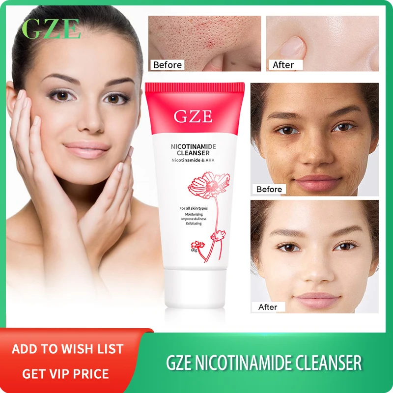 

GZE Nicotinamide Face Wash Acid Face Cleanser Facial Scrub Cleansing Acne Oil Control Blackhead Remover Shrink Pores Skin Care S