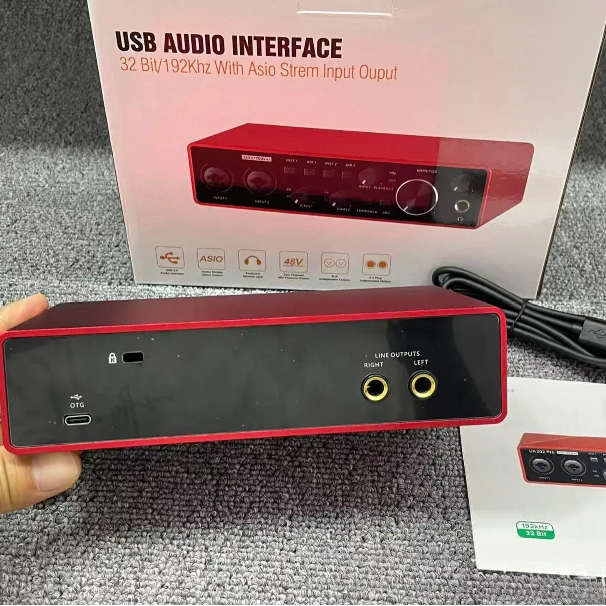 Фото Профессиональная звуковая карта UA202 Pro с USB-аудиоинтерфейсом и фантомным питанием 48В для живых выступлений, студийной записи и подкастов №3
