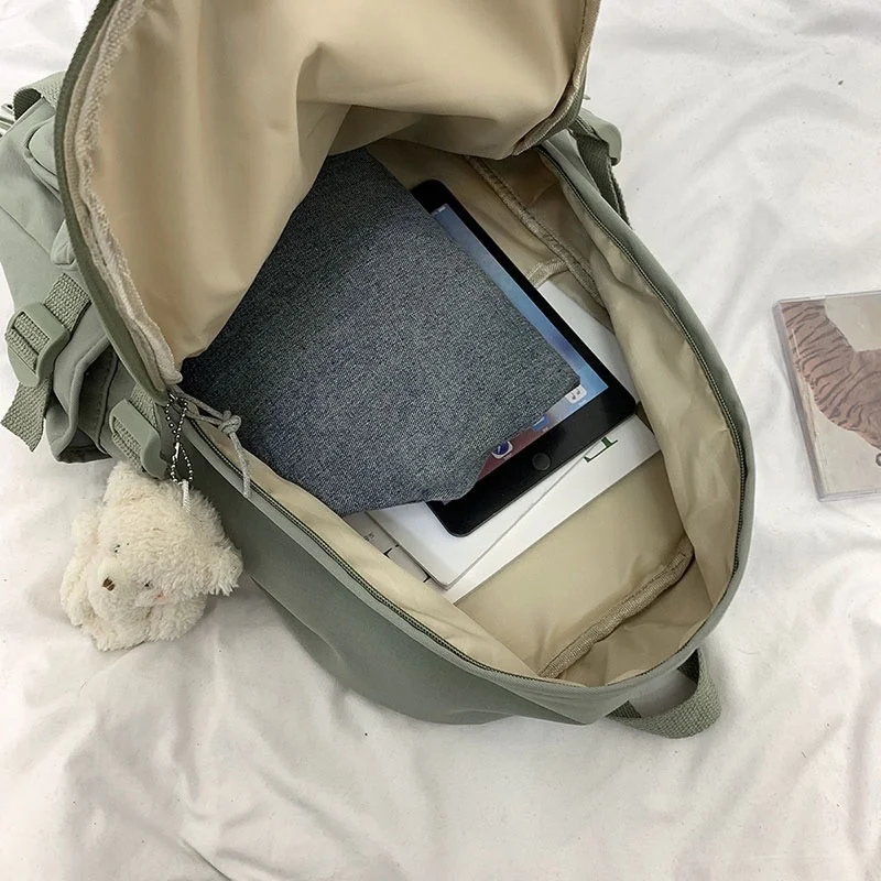 Simple Portable Travel Bag New School Bag For Teenagers Youth Solid Color Shoulder Bags