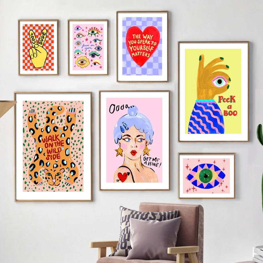 

Funny Gesture Tiger Woman Eyes Boho Hippie Wall Art Prints And Posters Nordic Bedroom Living Room Decor Pictures Canvas Painting