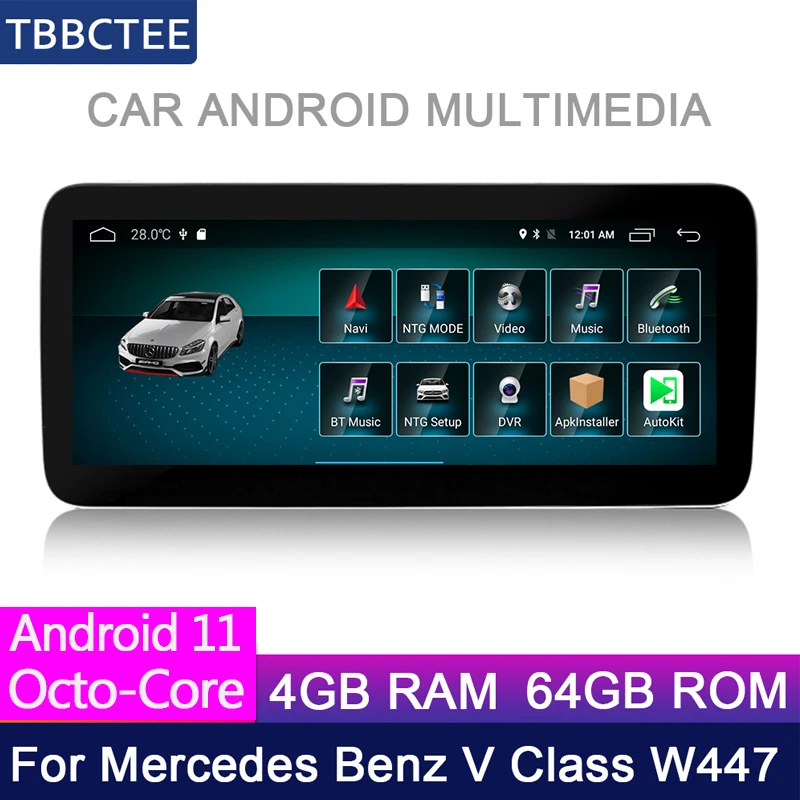 

Android 11 4+64G Wireless CarPlay For Mercedes Benz MB V Class W447 2014~2019 NTG Car Radio Screen GPS Navigation BT Navi