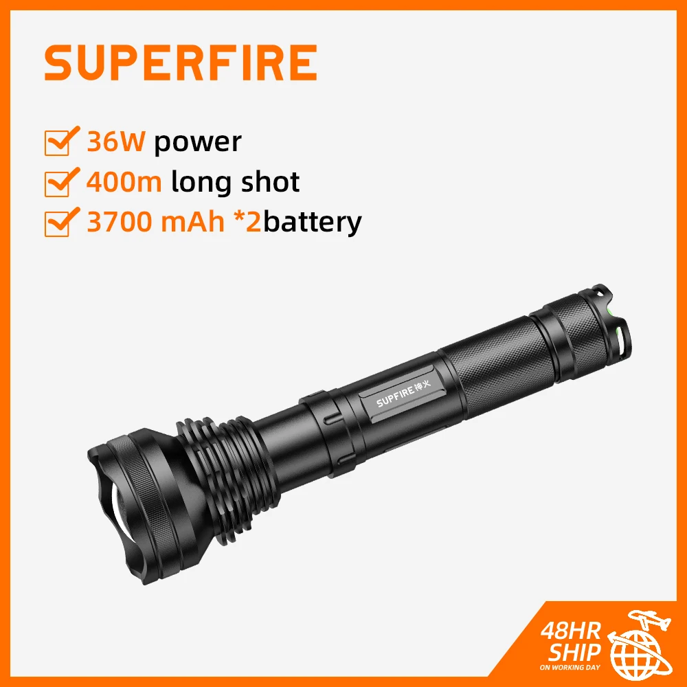 2022 SUPERFIRE L3 36W LED flashlight 2700Lm Ultra Bright torch 26650 Battery Outdoor Lighting Lantern for Camping Fishing