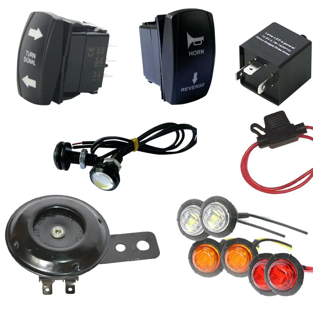 

1 Set Universal Street Legal Kit With Rocker Switch Turn Signal Led Light Horn Flasher Relay Set Compatible For Sxs Atv Utv