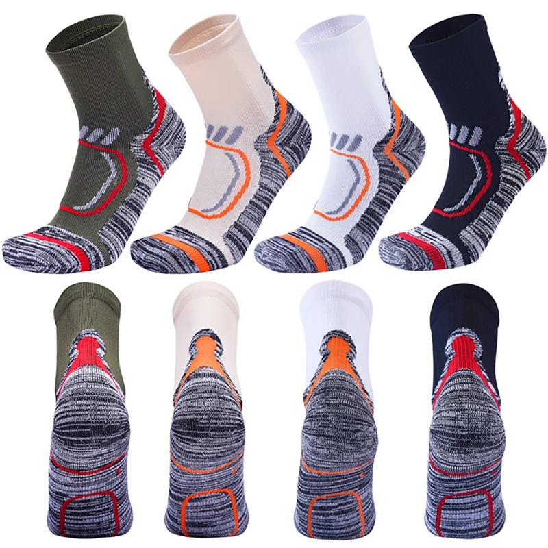 4Pairs Men's Warm Winter Socks With Cushion Thermal Boot Crew Socks For Outdoor Hiking Sports